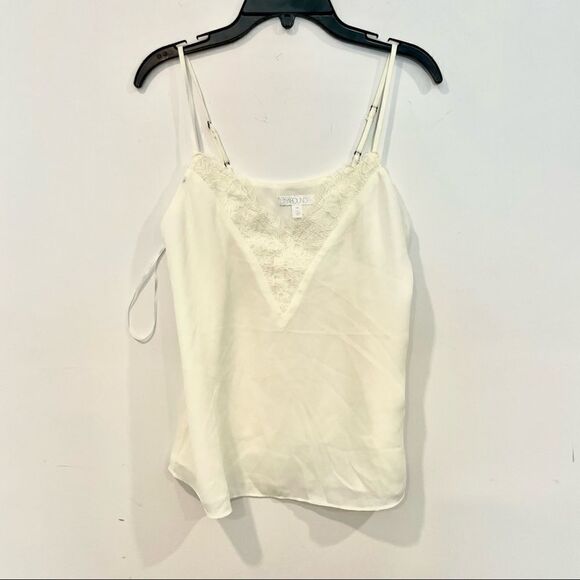 ABOUND V-Neck Lace Trim Camisole Cream White Top Blouse T-shirt - Picture 2 of 8
